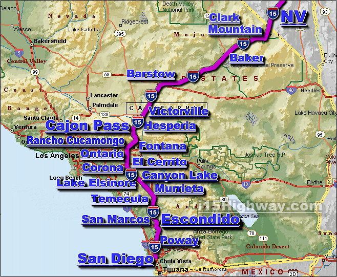 Interstate 15 California Traffic Map