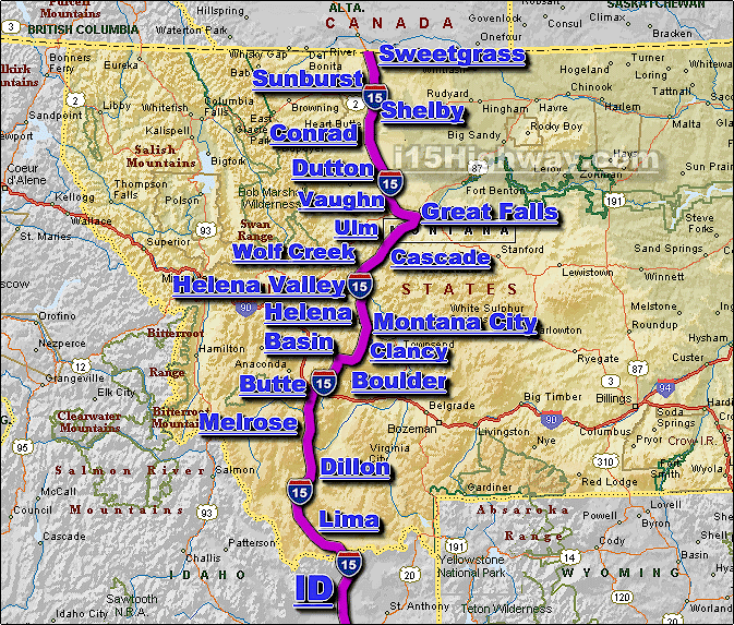 Interstate 15 Montana Road Conditions and Traffic Map