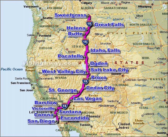 i-15 Map Route